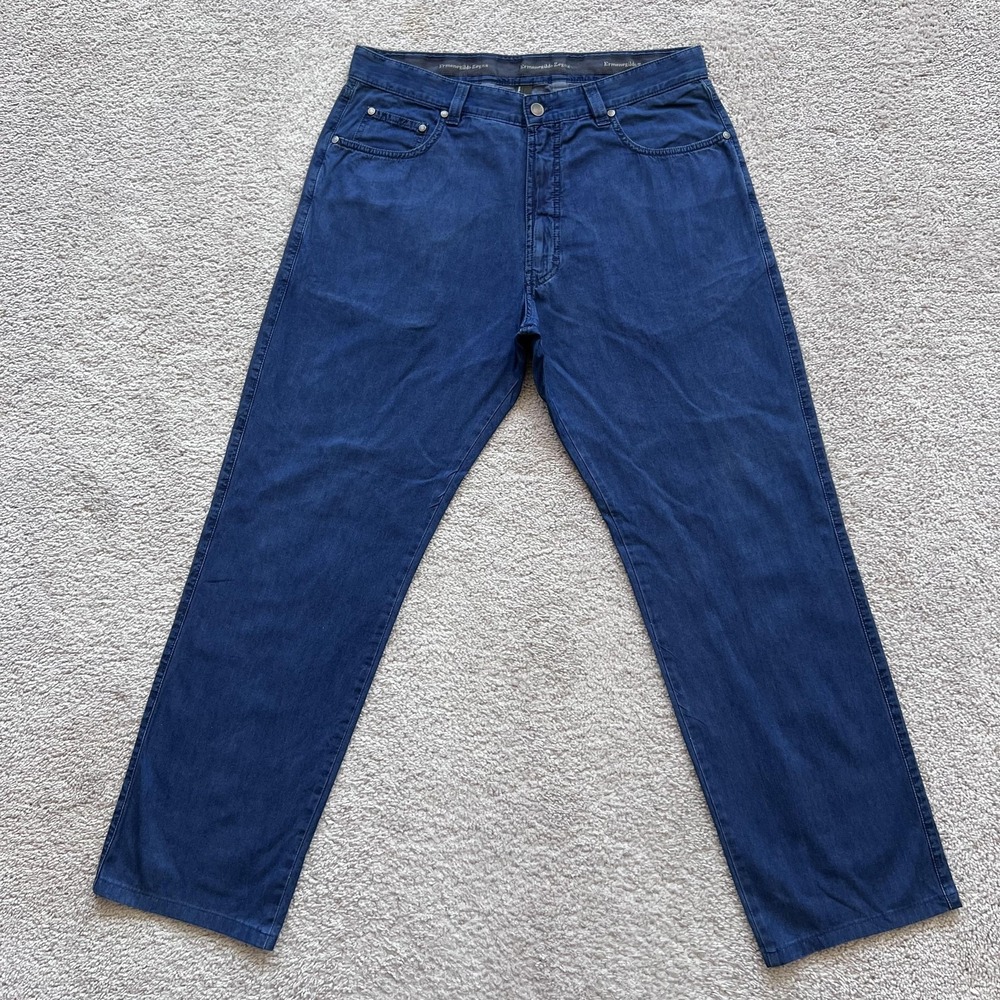 Ermenegildo Zegna Jeans Mens 34x30 Blue Relaxed Straight Leg Denim Made In Italy